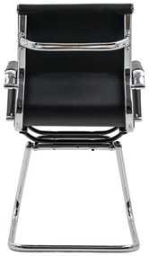 Scaun vizitator negru OFF 806 din piele ecologică și cadrul cromat cu mânere metalice