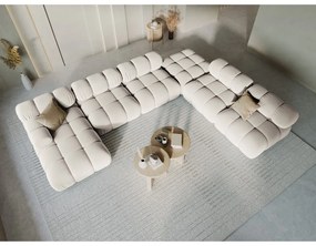 Colțar modular bej cu tapițerie din catifea (cu colț pe partea dreaptă/în formă de "U") Bellis – Micadoni