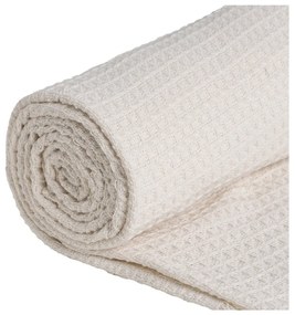 Cuvertură crem din bumbac reciclat 260x280 cm Honeycomb – Ixia