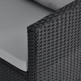 Juskys Set ratan de gradina Manacor - perne negre, gri