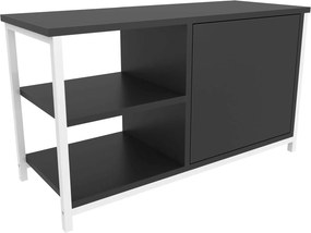 Comoda TV MUSKEGON, alb/gri antracit, PAL melaminat/metal, 90x35x51 cm