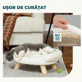 PawHut Canapea pentru Câini și Pisici, Detașabilă, din Pluș, Gri | Aosom Romania
