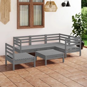 3082724 vidaXL Set mobilier de grădină, 6 piese, gri, lemn masiv de pin