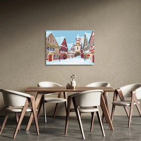 Tablou pe sticlă - Stradă de iarnă (70x50 cm)