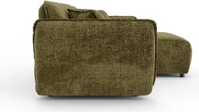 Colțar verde cu tapițerie din chenille (cu colț pe partea dreaptă/cu șezlong) Nelia – Ropez