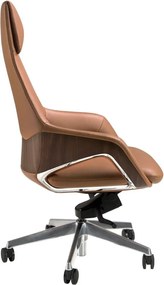 Scaun de birou modern piele sintetica si furnir de nuc Brown