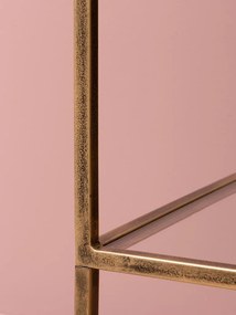Etajeră din metal auriu antichizat, cu 5 rafturi din sticla, finisaj satinat, 80×40×180 cm, „Rugato"