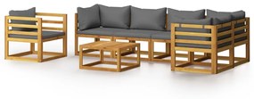 3057629 vidaXL Set mobilier grădină cu perne, 7 piese, lemn masiv de acacia