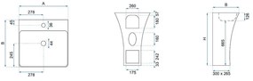 Rea Ada SLim lavoar 45.6x44.5 cm dreptunghiular stativ alb REA-U9902