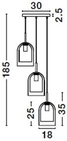 Lustra cu 3 pendule modern Velor champagne