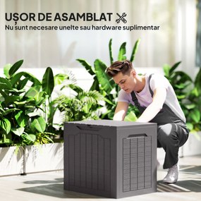 Outsunny Cufăr de Grădină cu Mânere, Container Unelte Impermeabil, 56x41x50 cm, Maro | Aosom Romania