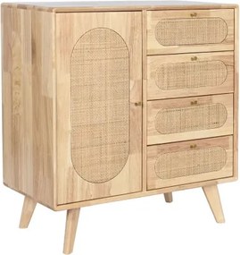 Comoda TV natur , din metal lemn de cauciuc si rattan „Rustic Charm”