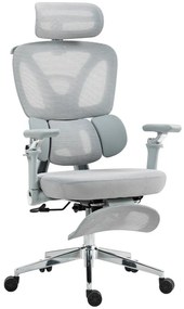 RESIGILAT- METACHAIR FOAM SEAT Scaun ergonomic, cotiere 6D, suport lombar reglabil, spătar reglabil înălțime, tetieră 2D, suport picioare, mecanism multifunctional inclinare/blocare, pivotant, Mesh, Gri