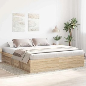 vidaXL Cadru pat, stejar sonoma, 180x200 cm, Super King Size