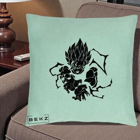 Perna Personalizata Dragon Ball Goku Super Saiyan Silueta, 40x40 cm, Verde Menta, Husa Detasabila, Perna Inclusa, BEKZ®