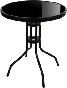OFERTA Masa de gradina rotunda cu blat de sticla ISLAND BLACK 60 cm, negru Clasa II
