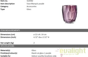 Vas decorativ din sticla design elegant Marquis violet 112582 HZ