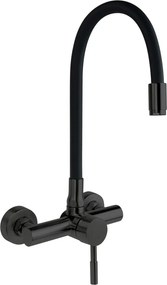 Luno Baterie pentru bucătărie, montare pe perete, cu pipă elastică Finisaj: Negru BOC_N80M
