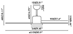 Ventilator de tavan FARO 33461A ANDROS XL alb d. 213 cm + telecomandă
