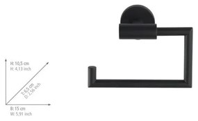 Suport pentru hârtie igienică negru mat autoadeziv din oțel inoxidabil Bosio – Wenko