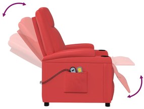 Fotoliu rabatabil masaj cu ridicare, rosu, piele artificiala 1, Rosu