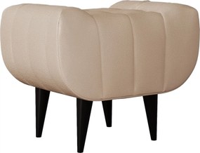Taburet Tapitat Atlas, Crem deschis,tapiterie mixta cu piele naturala, 60 x 40 x 47 cm