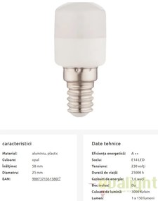 Bec LED E14 mini opal 1,6W 3000K 10616 GL