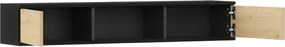 Polita de perete cu dulapuri LANZZI 120 cm, negru/stejar
