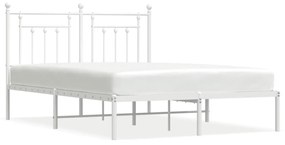 353586 vidaXL Cadru de pat metalic cu tăblie, alb, 140x190 cm