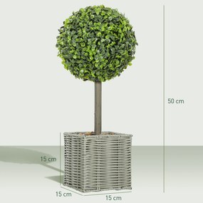 HOMCOM Set de 2 plante artificiale, arbori artificiali rezistenți la UV în ghiveci, potriviți atât pentru interior, cât și pentru exterior, din plastic, ciment, verde | Aosom Romania