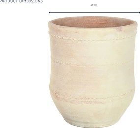 Ghiveci decorativ din teracotă artizanală, finisaj craft brut alb-crem, 52×52×60 cm, „Jerba"
