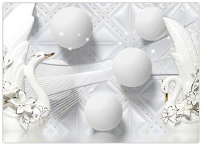 Tablou pe sticlă - Lebăda de aur pe apă (70x50 cm)