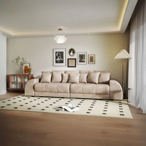 Canapea extensibilă dumonde cu 2 lăzi de depozitare si sezut confortabil din spuma high-density, Verona Tobago Beige 310x100 cm