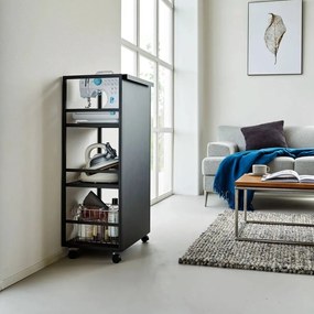 Etajeră pe roți neagră din metal 42x84,5x32 cm Tower – YAMAZAKI