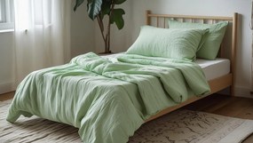 Lenjerie de pat din muselin MOELLIN verde deschis Dimensiune lenjerie de pat: 70 x 90 cm | 140 x 200 cm
