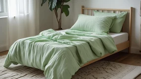 Lenjerie de pat din muselin MOELLIN verde deschis Dimensiune lenjerie de pat: 70 x 90 cm | 140 x 200 cm