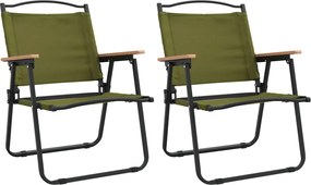 vidaXL Scaune de camping, 2 buc., verde, 54x55x78 cm, țesătură Oxford