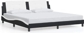 vidaXL Cadru de pat fără saltea Zadar negru și alb 200x200cm piele artificială